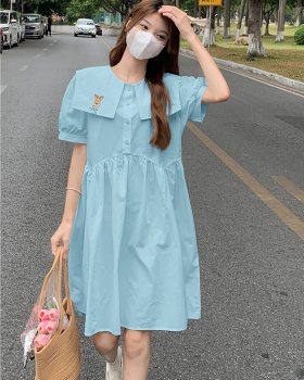 Japanese style puff sleeve dress loose shirt for women