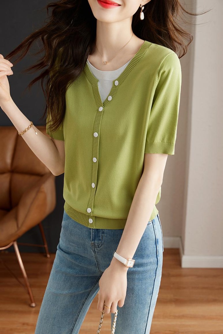 Summer Pseudo-two tops unique sweater for women