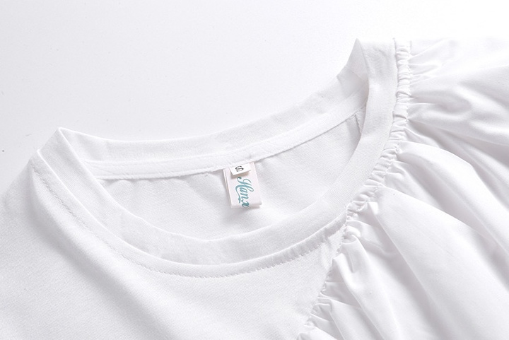 White summer tops lotus leaf edges T-shirt for women