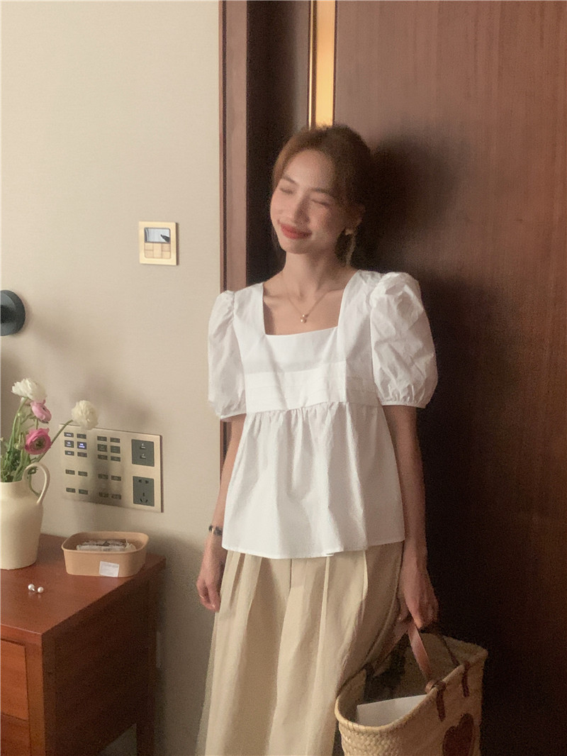 Korean style short sleeve loose sweet pullover shirt