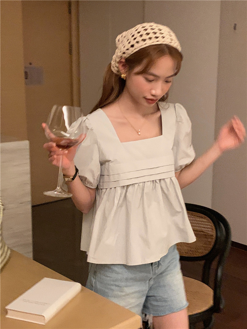 Korean style short sleeve loose sweet pullover shirt