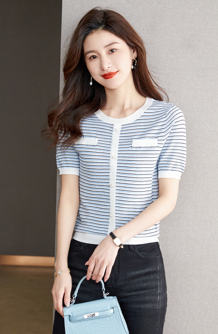 Loose fashion and elegant sweater summer ice silk tops