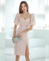 Temperament package hip long lace sleeves summer splice dress