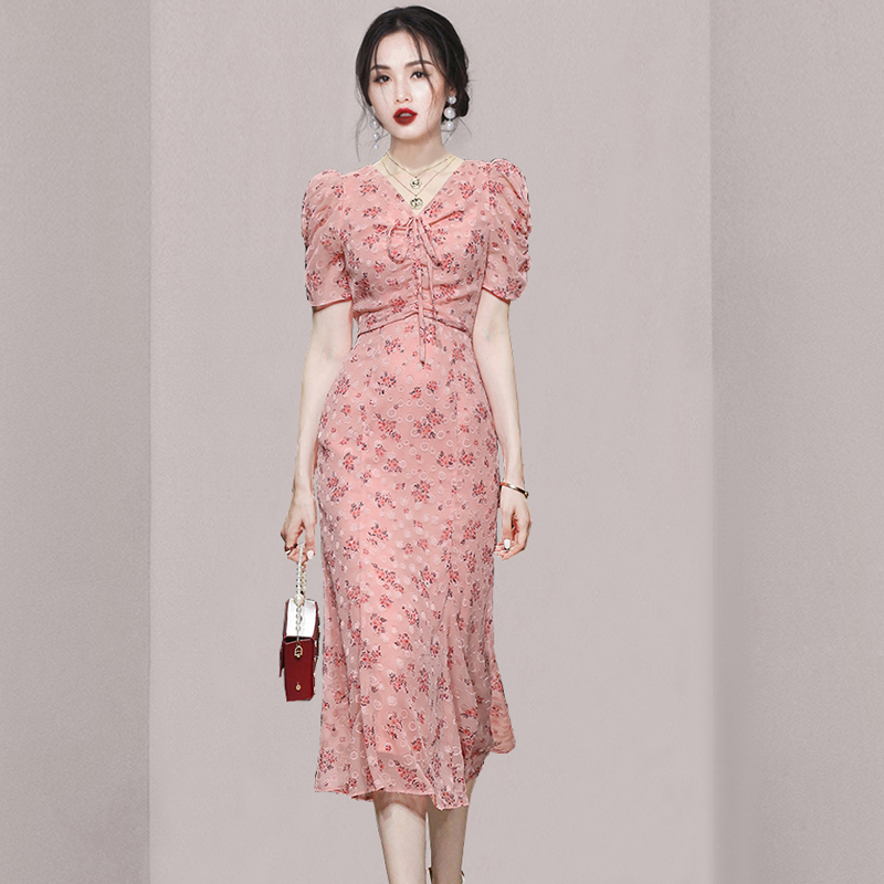 Summer printing long dress floral dress for women