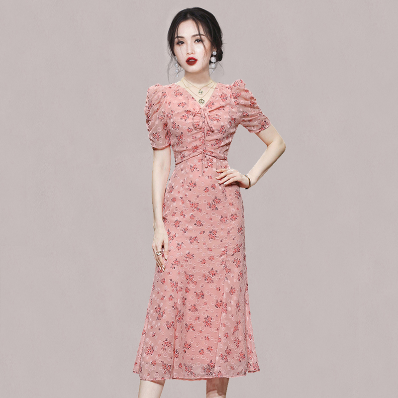 Summer printing long dress floral dress for women