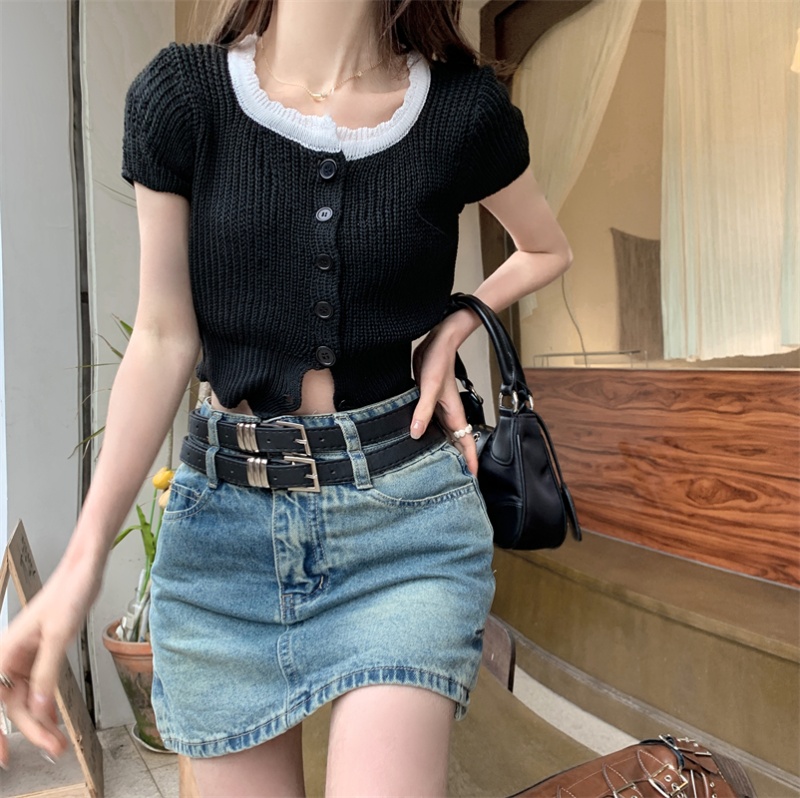 Breasted wears outside cardigan short sleeve tops