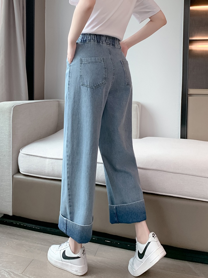 Crimping wide leg pants loose jeans for women