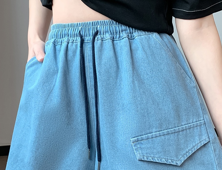 Summer thin short jeans straight high waist shorts for women