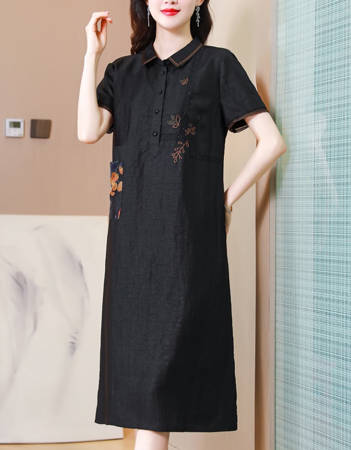 Summer slim real silk embroidery fashion dress
