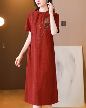 Summer real silk silk middle-aged dress