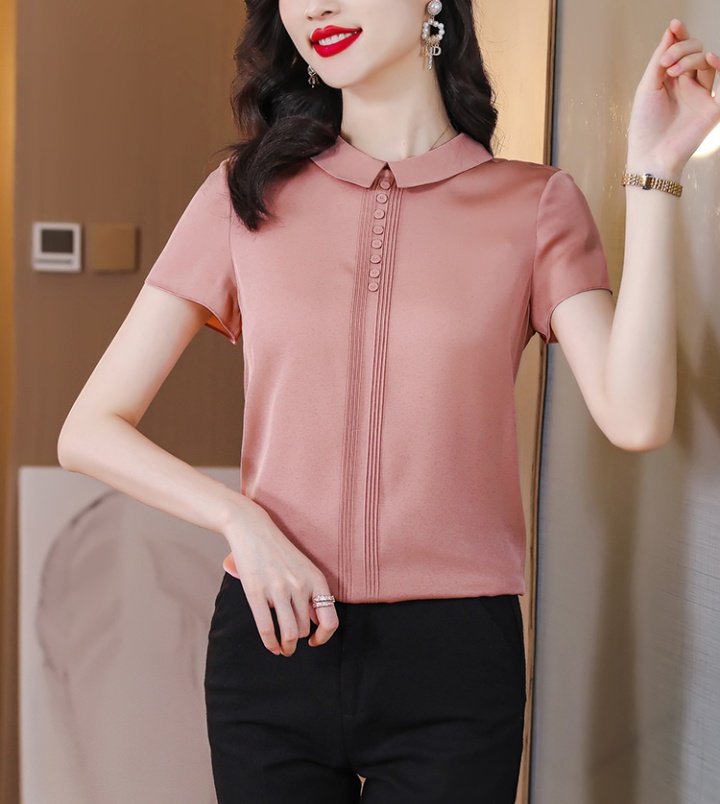 Summer short sleeve shirt fashion silk tops for women