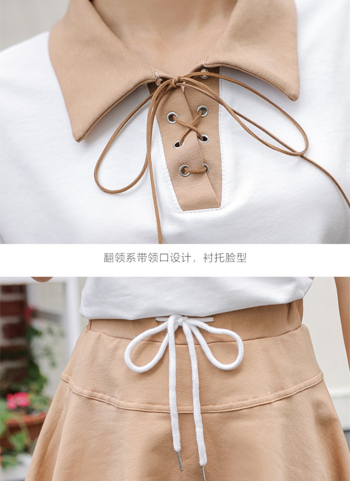 Summer short sleeve maiden skirt 2pcs set for women