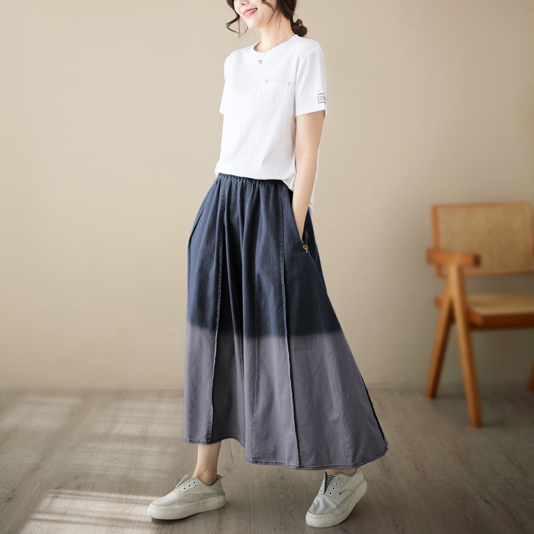 Slim large yard denim skirt simple Korean style denim skirt