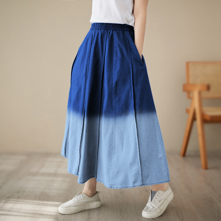 Slim large yard denim skirt simple Korean style denim skirt