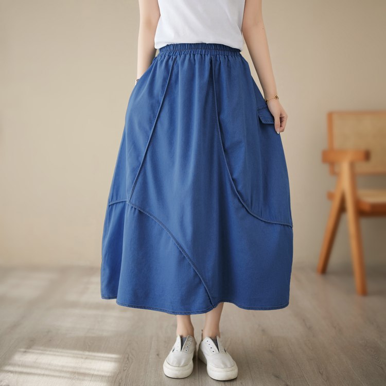 Loose all-match short skirt retro long denim skirt for women