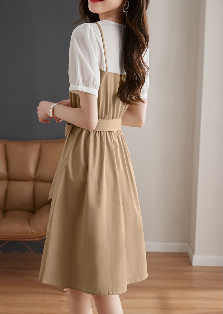 Fashion elastic waist frenum summer splice dress for women