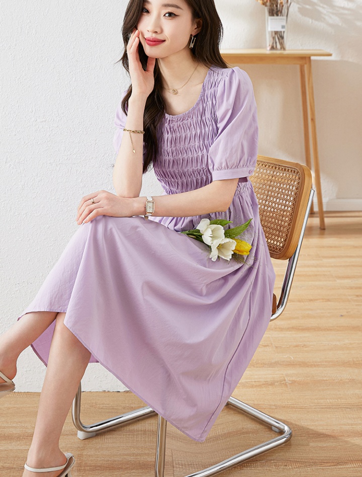 Sweet temperament dress short sleeve long dress for women