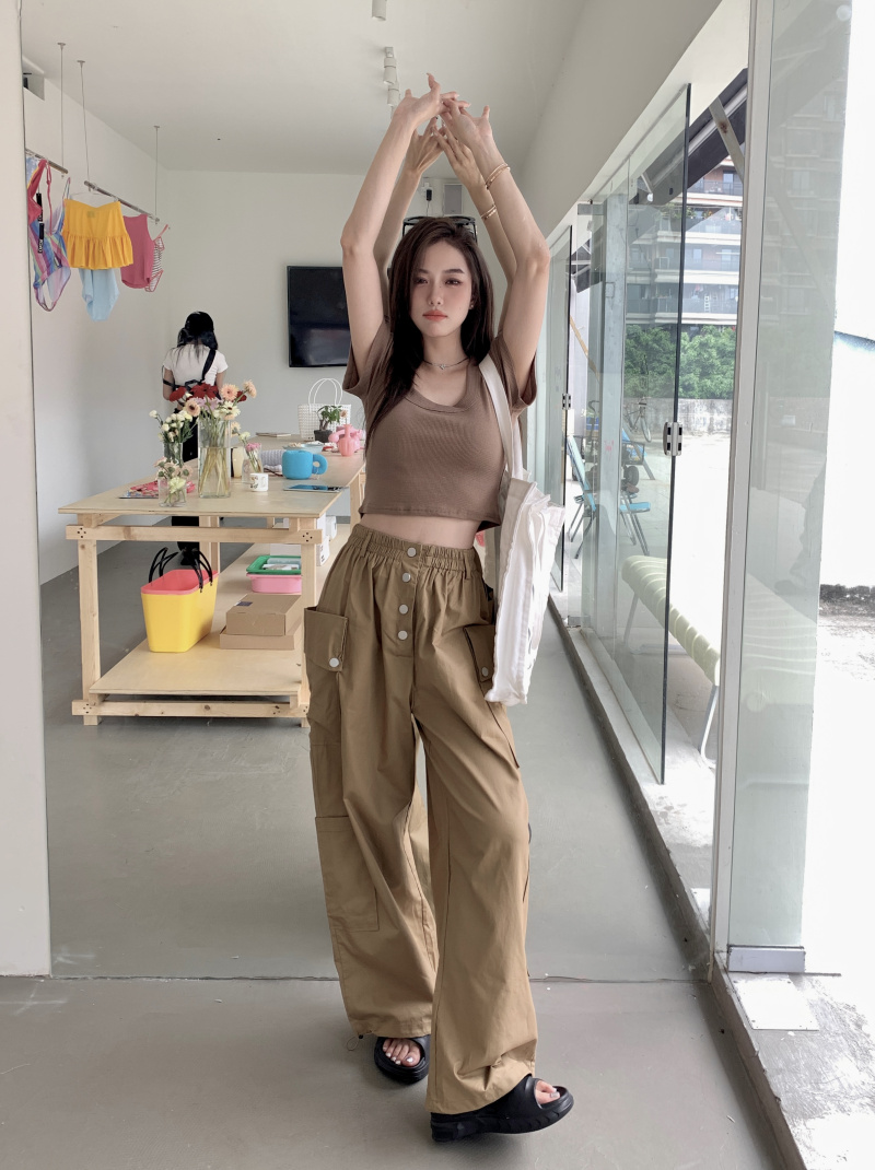 Spicegirl elastic work pants slim Casual T-shirt for women