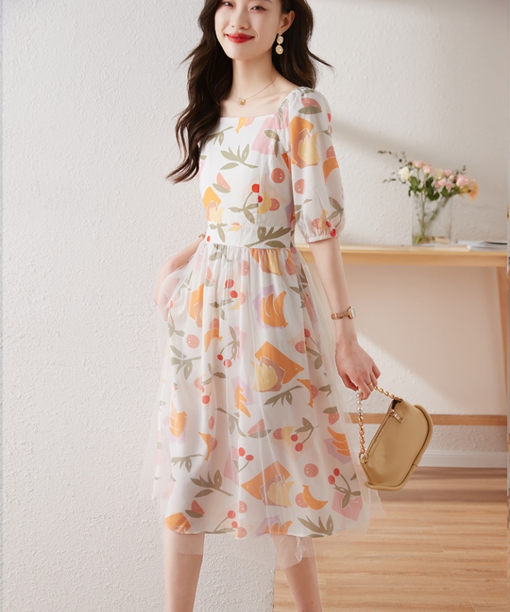 Summer temperament lady dress slim floral dress