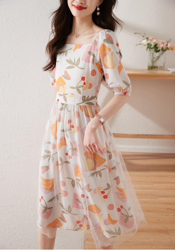 Summer temperament lady dress slim floral dress