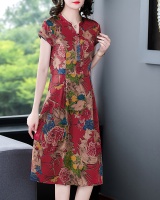 Noble middle-aged real silk dress for women