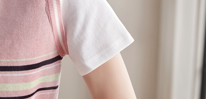 Slim Pseudo-two T-shirt short tops for women