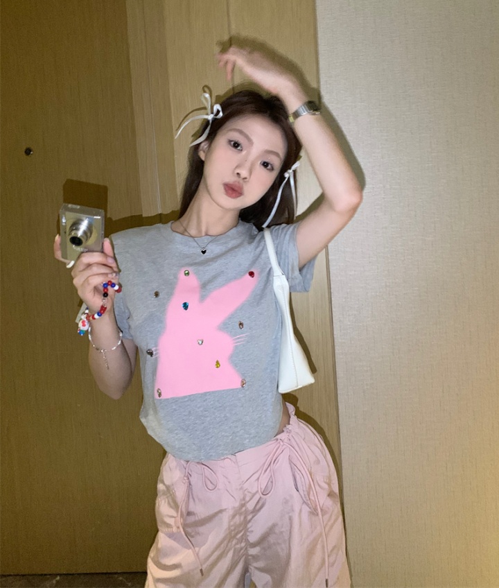 Summer arc hem spicegirl tops rabbit short T-shirt