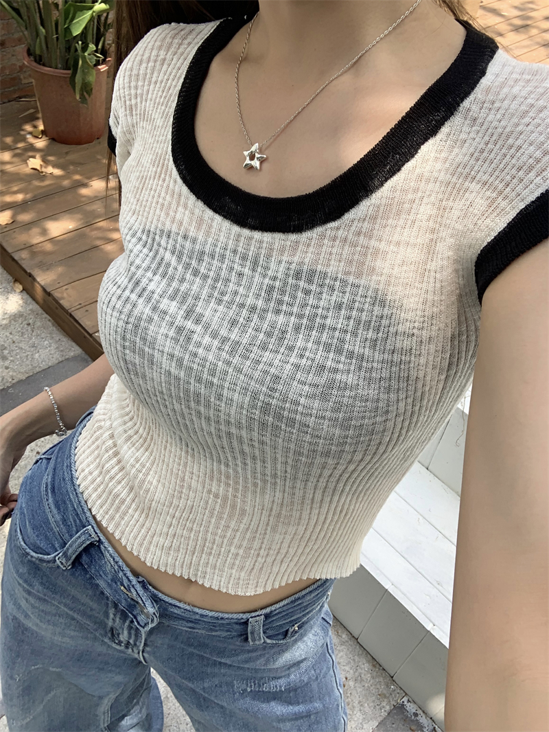 Mixed colors personality slim tops for women