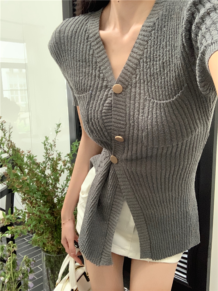 Irregular sweater oblique buckle tops for women