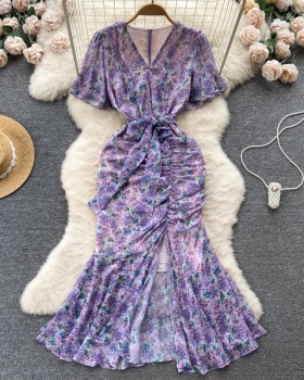 Slim fold long dress split mermaid dress for women