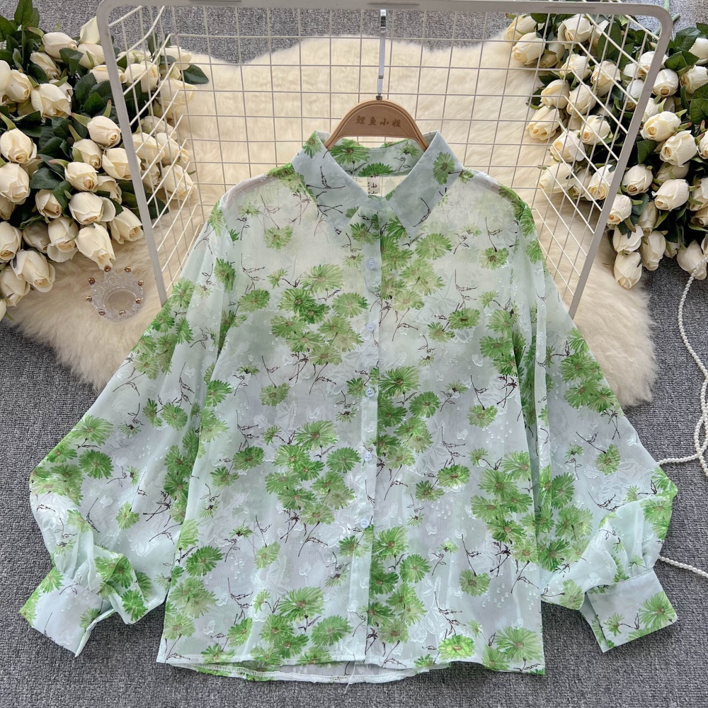 Unique long sleeve shirt chiffon loose tops for women