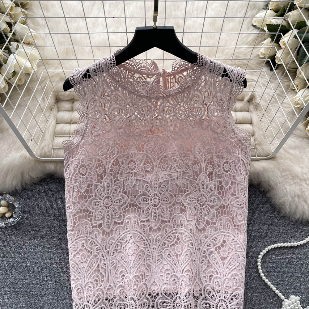 Summer slim hollow tops crochet lace vest for women