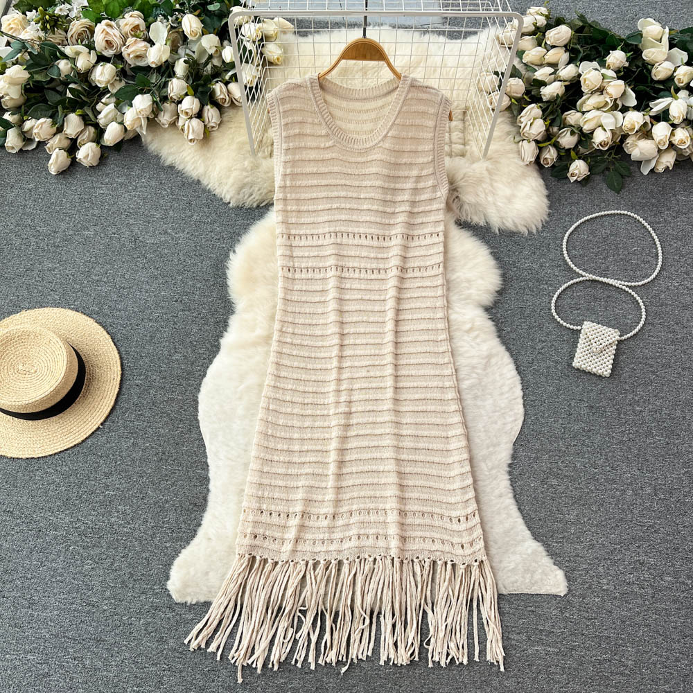 Casual retro dress vacation hollow beach dress for women