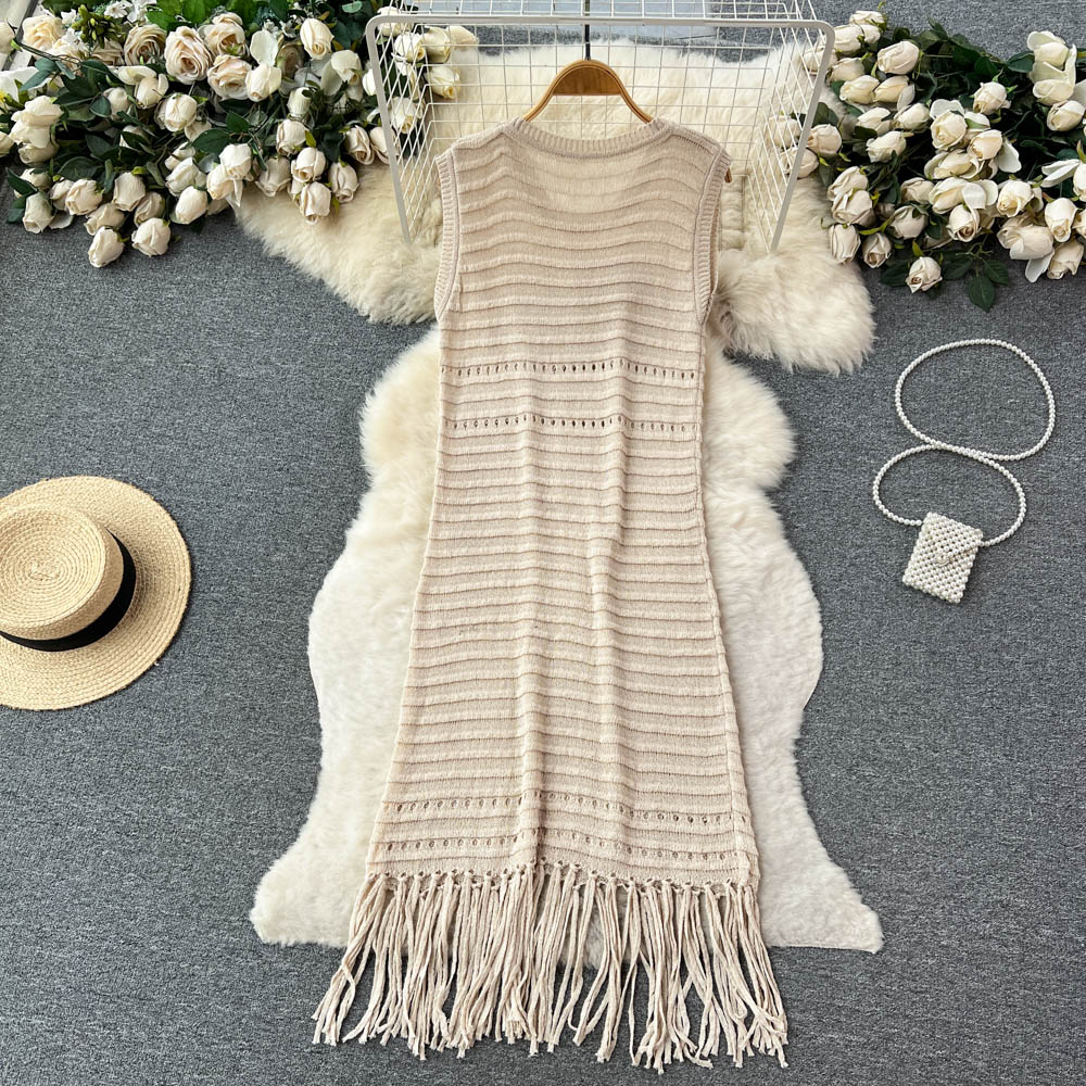 Casual retro dress vacation hollow beach dress for women