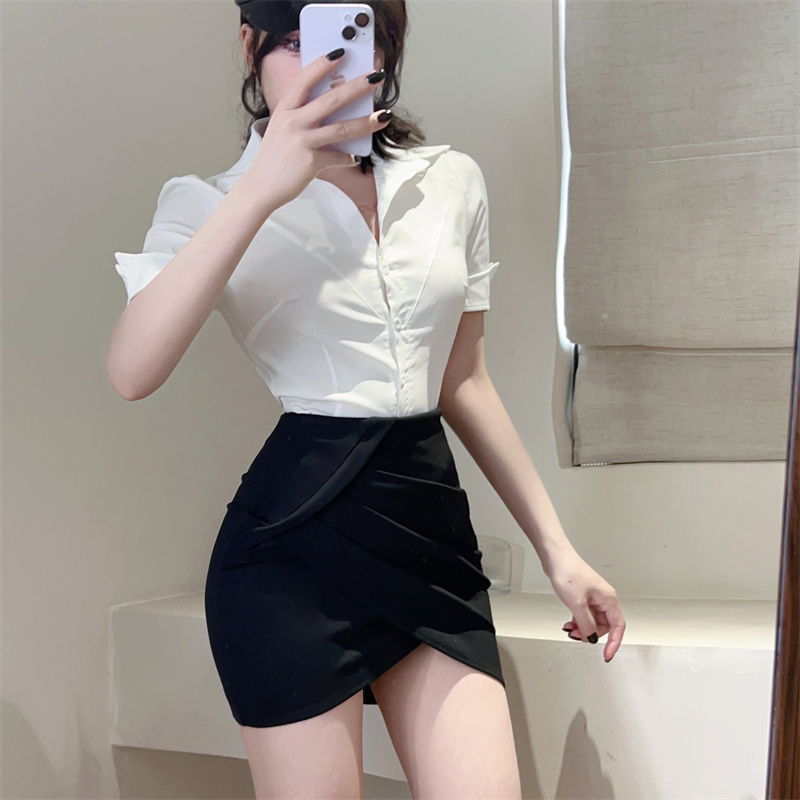 Irregular slim short skirt fashion high waist skirt