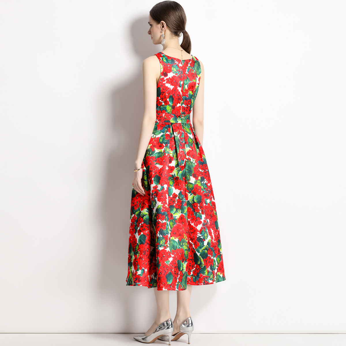 Stereoscopic summer high waist sleeveless dress