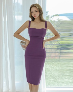 Korean style sexy formal dress sling low-cut dress