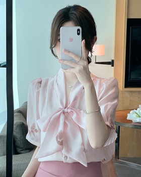 Korean style chiffon shirt short sleeve shirt for women