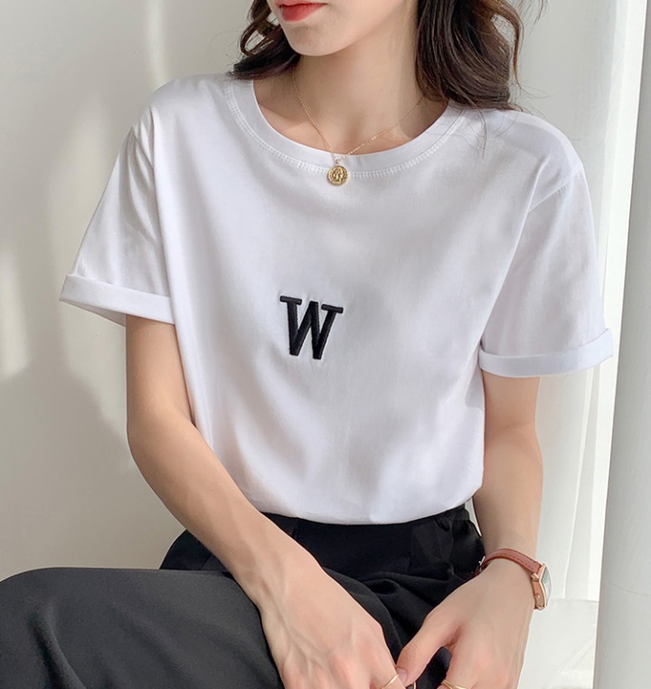 Letters short sleeve T-shirt white bottoming shirt for women