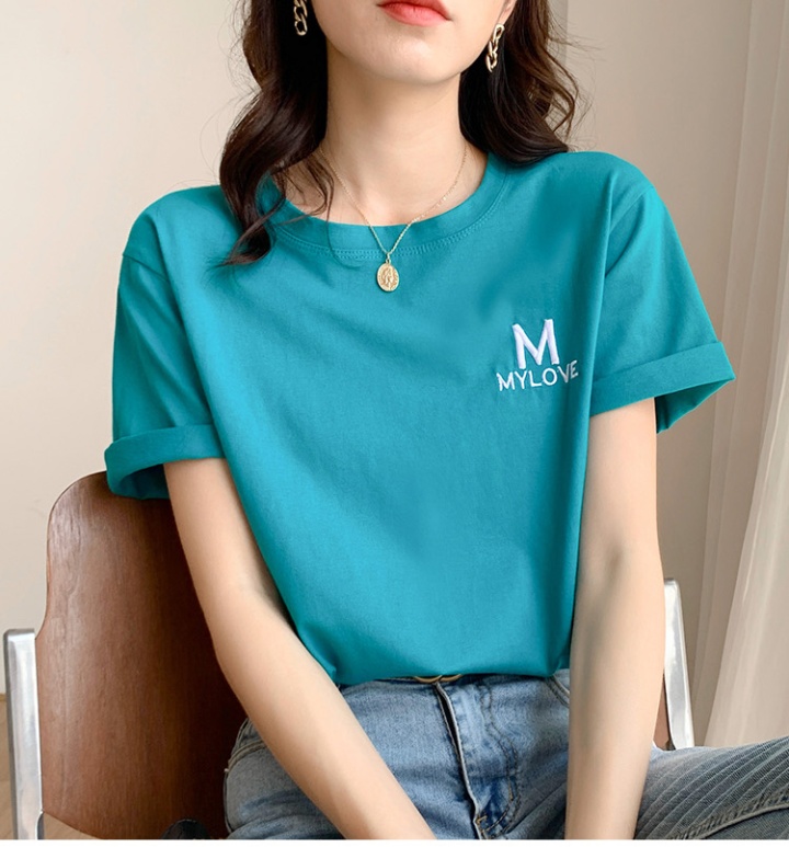 White embroidery T-shirt summer Casual tops for women