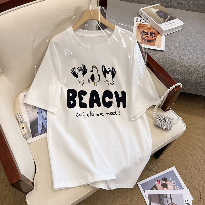 Large yard short sleeve summer pure cotton T-shirt for women