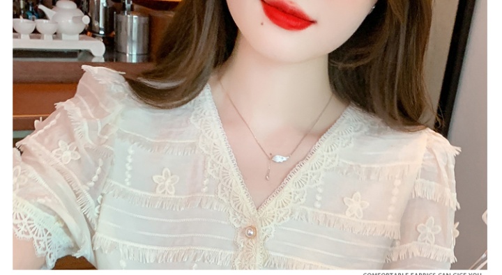 Embroidery summer short sleeve Korean style shirt for women