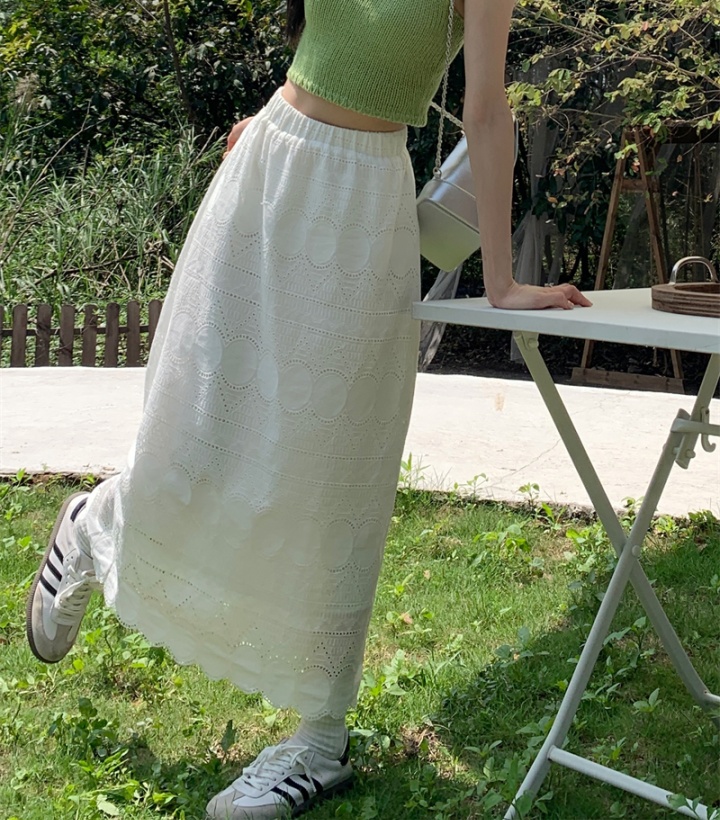 High waist lace skirt temperament long skirt for women