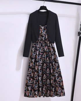 Floral pinched waist summer lady slim dress for women