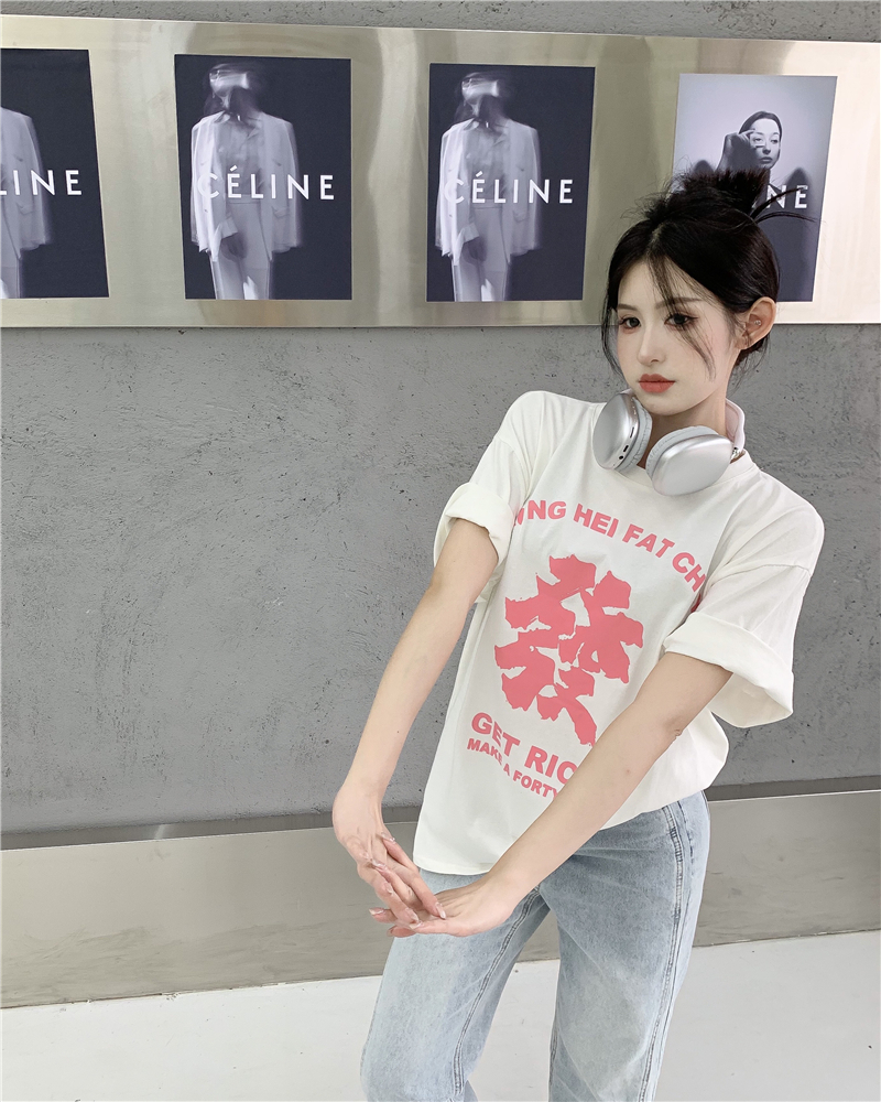Loose letters short sleeve spring and summer T-shirt