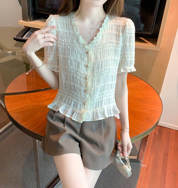 Korean style shirt summer chiffon shirt for women