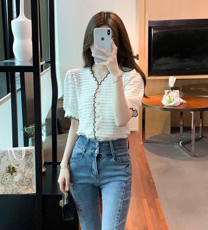 Korean style shirt short sleeve tops for women