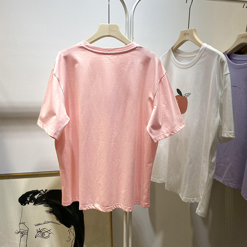 Short sleeve pure cotton large yard summer T-shirt for women