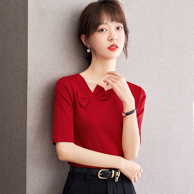 Short sleeve small shirt red T-shirt for women