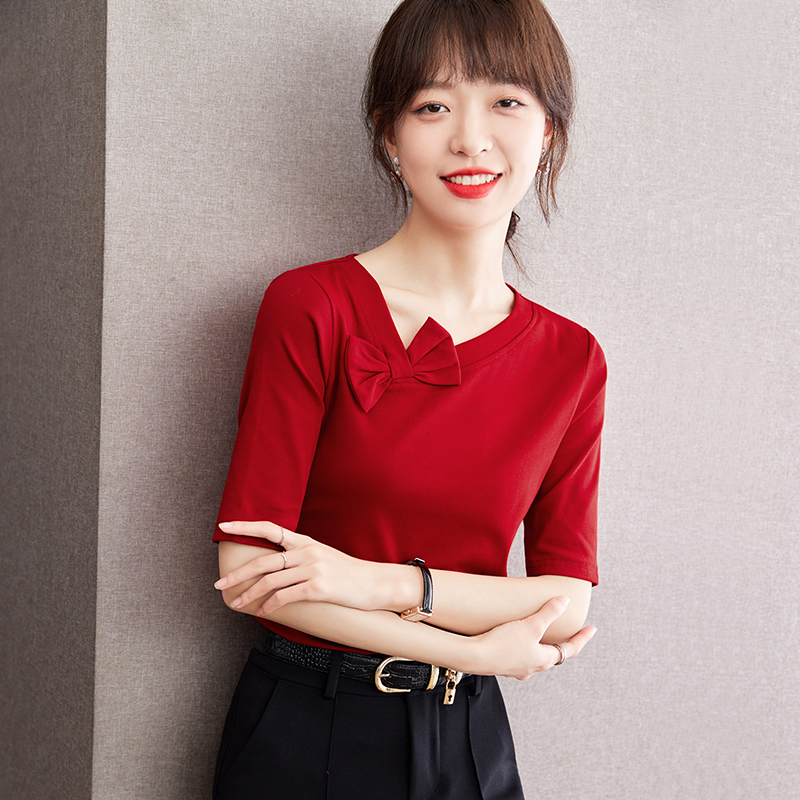 Short sleeve small shirt red T-shirt for women